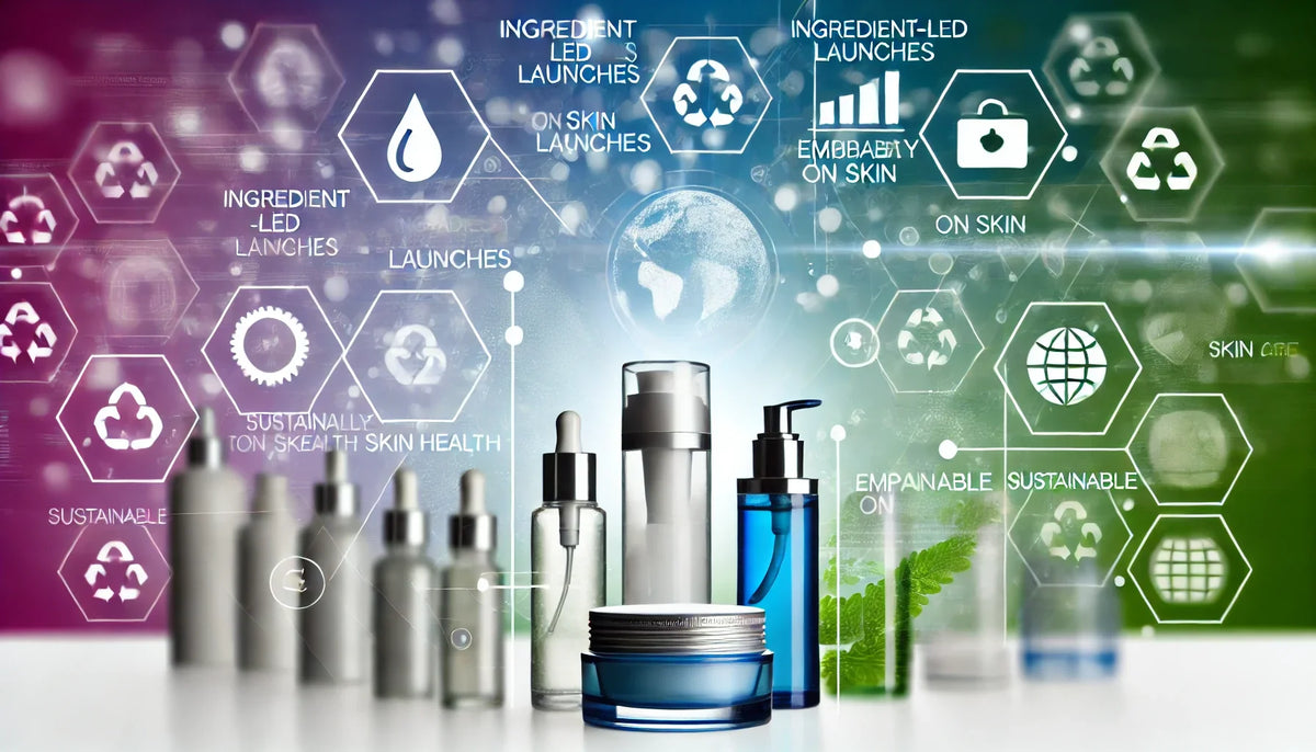 A range of skincare products representing current formulation and beauty trends