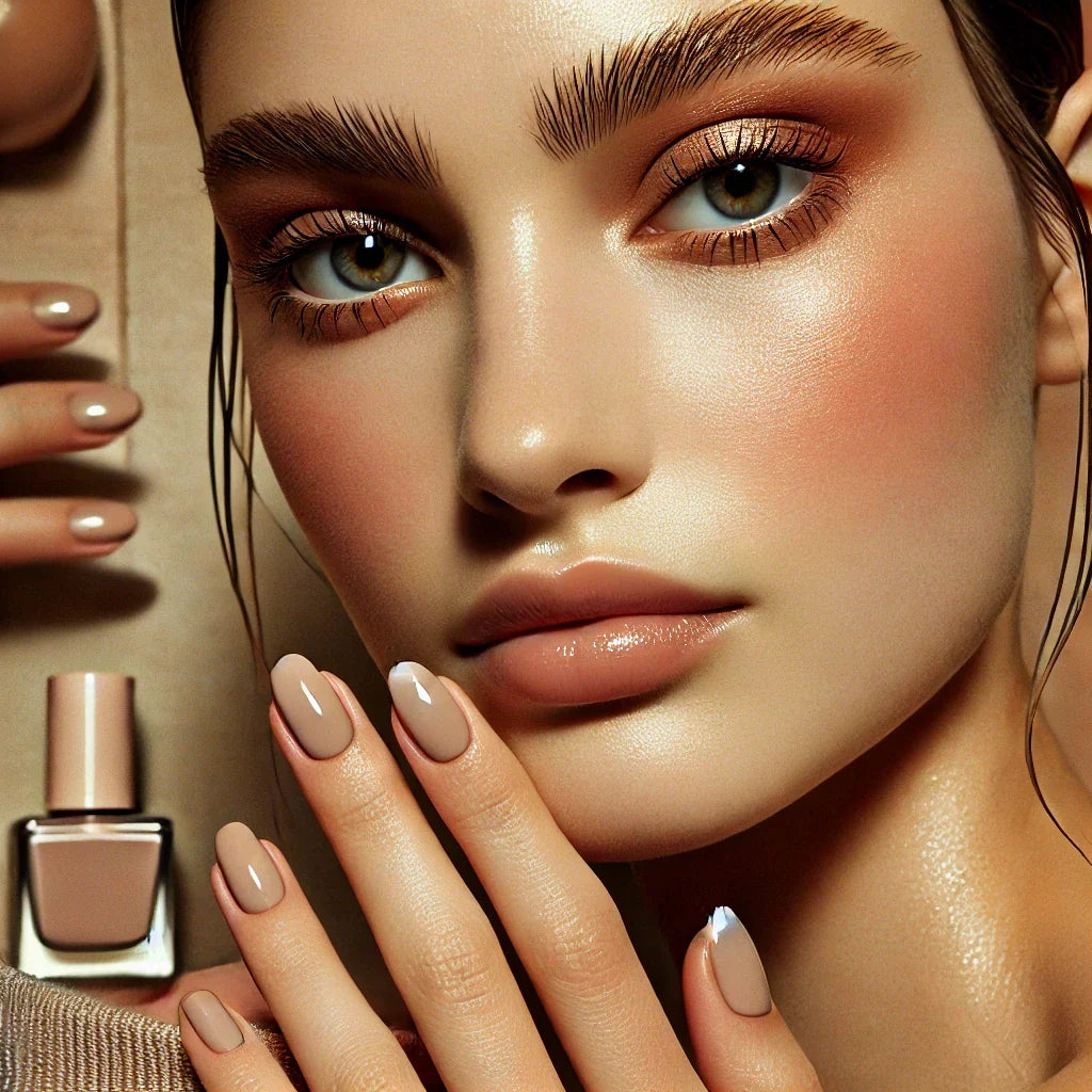 Model with dewy natural makeup representing 2025 global beauty trends